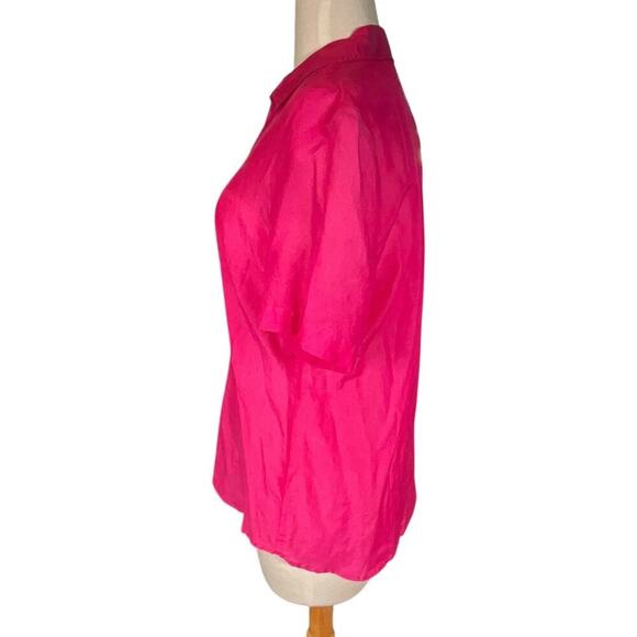 Coldwater Creek Silk Blend Short Sleeve Button Down Blouse Pink Large/14 NWT - Picture 3 of 13